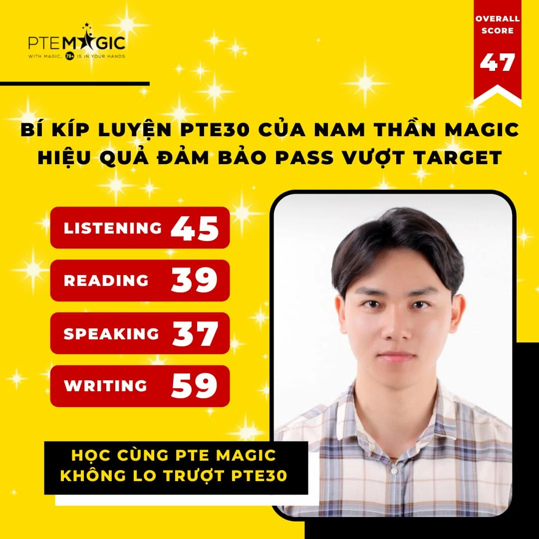 học viên pte magic đạt pte 30