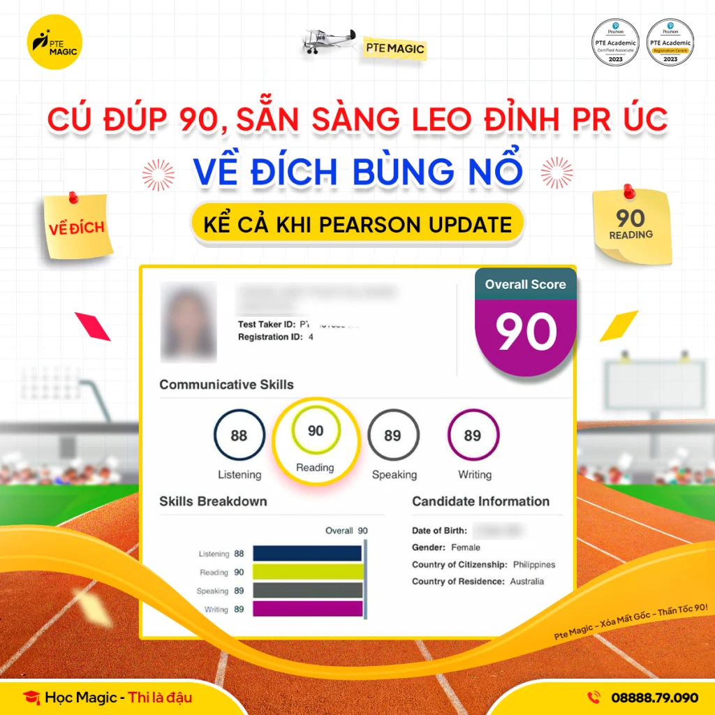 Học viên Magic đạt PTE 90/90 cho dù Pearson thay đổi cách chấm điểm
