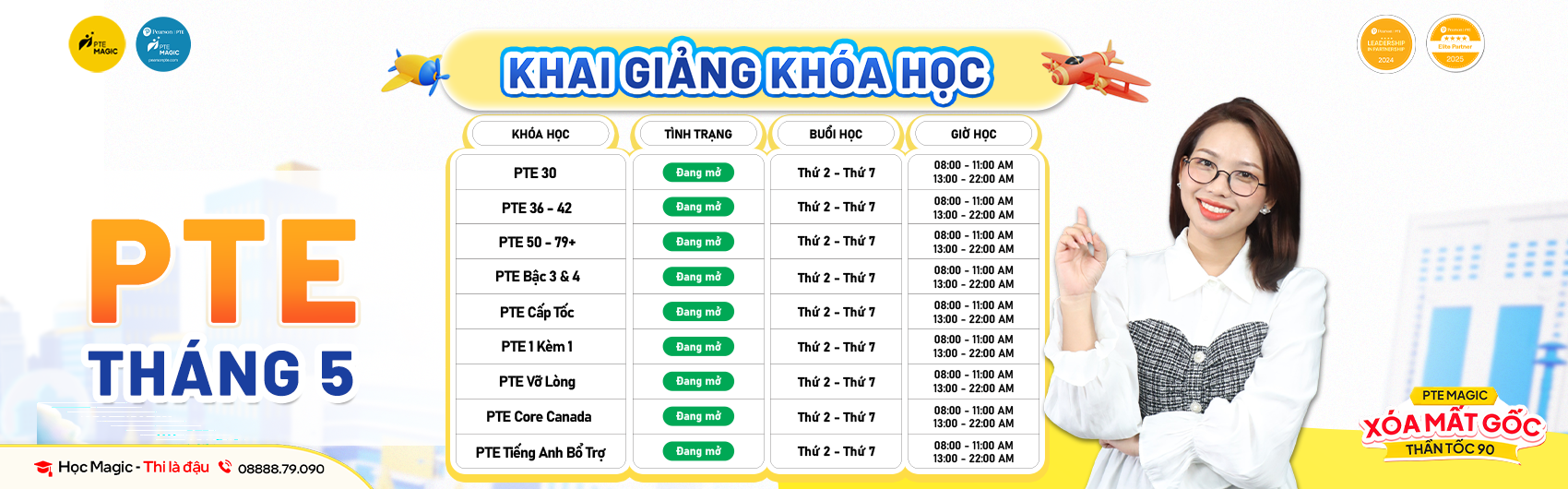 Lịch học pte tháng 05/2025 tại PTE Magic