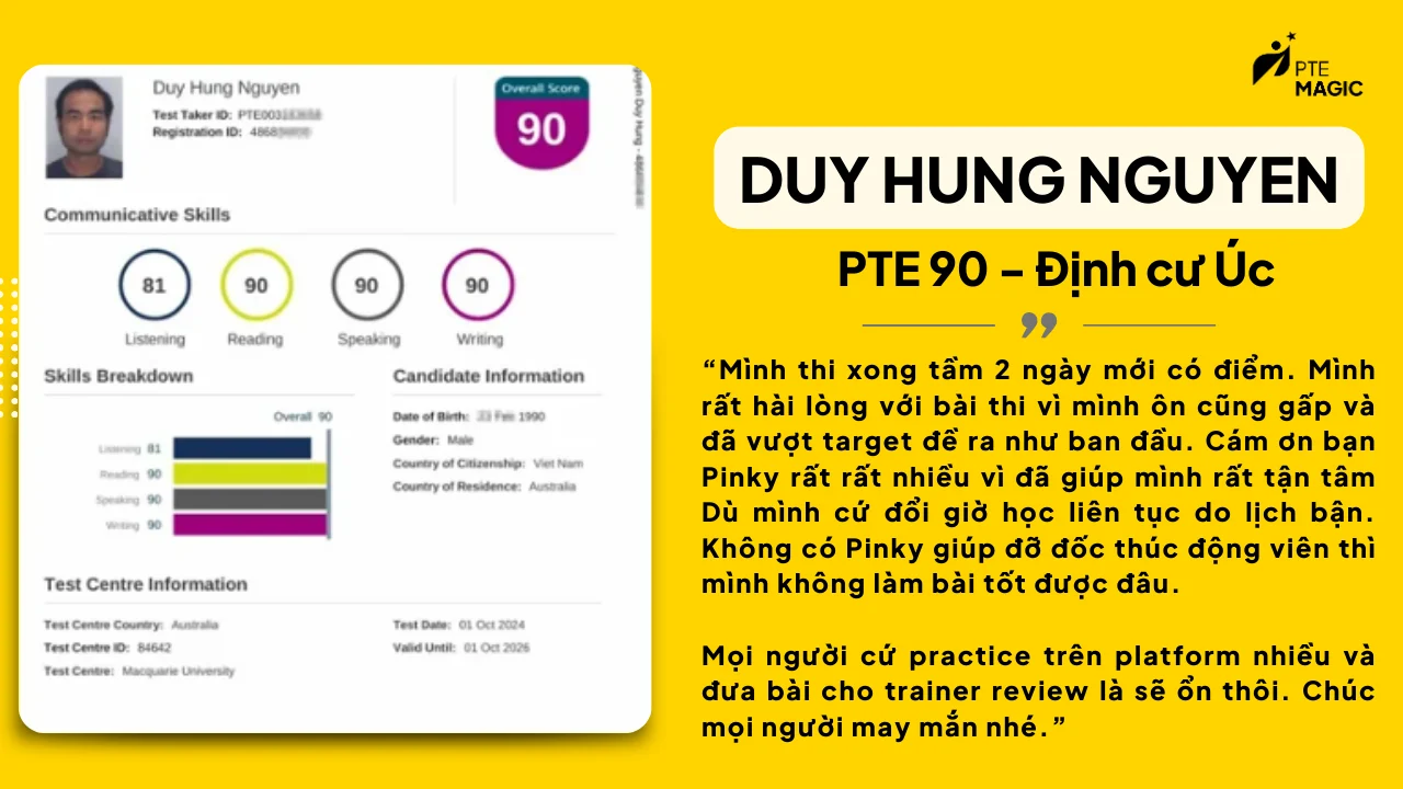 Đánh giá học viên về PTE Magic