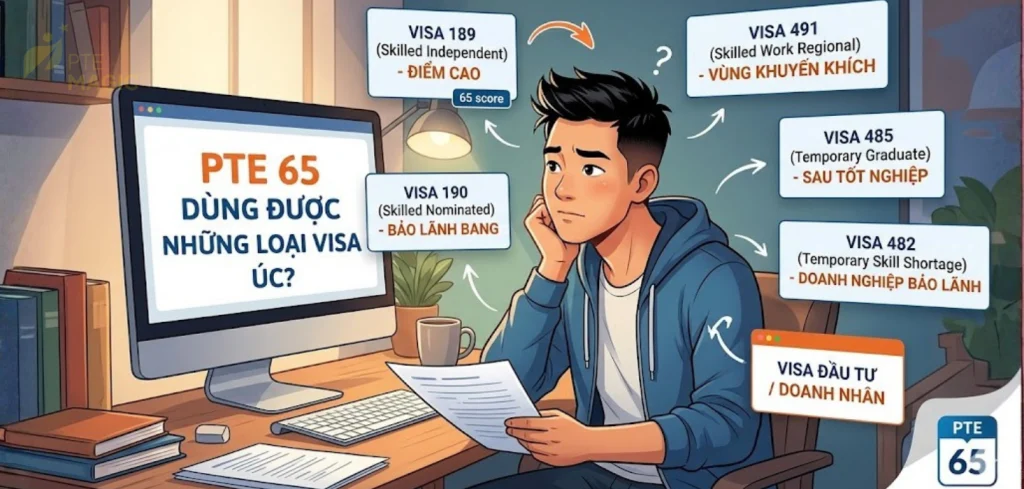 PTE 65 dùng được những loại Visa Úc nào