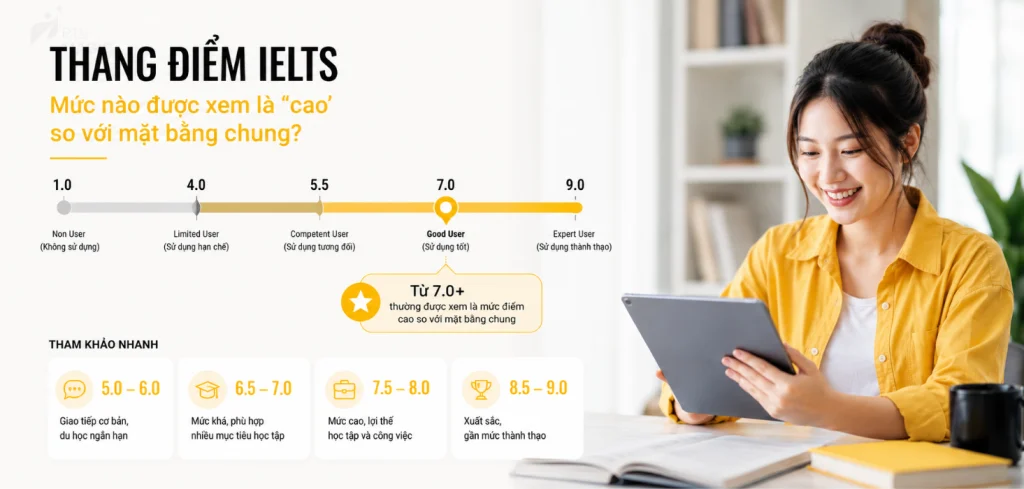 Bảng thang điểm IELTS từ band 1.0 đến 9.0 kèm mô tả trình độ Bảng thang điểm IELTS từ band 1.0 đến 9.0 kèm mô tả trình độ